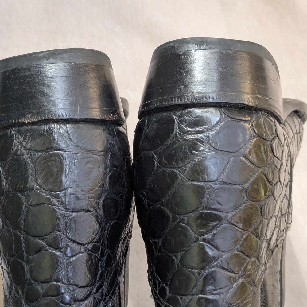 Black Leather Cowboy Boots Alligator Men 9 - Picture 11 of 14